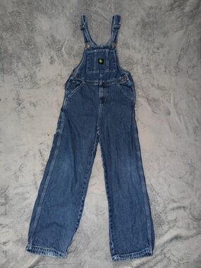John Deere Overalls Boys 10 Blue Cotton Carpenter Denim Bib Pants Farm